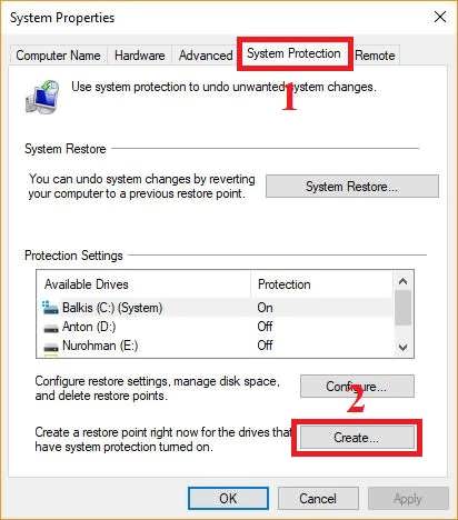 Cara Membuat System Restore Windows 10