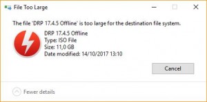 too large for the destination file system