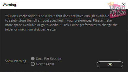 Your Disk Cache Folder Is On A Drive That Does Not Have Enough