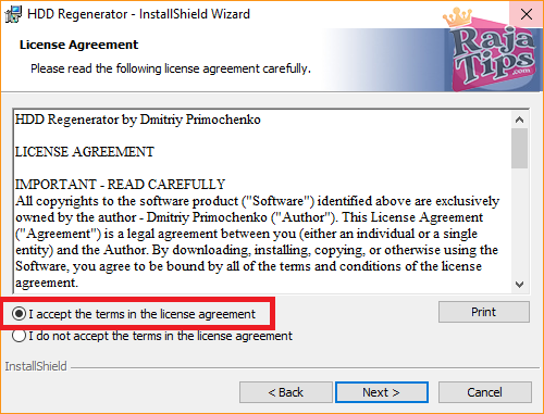 Accepting License Agreement