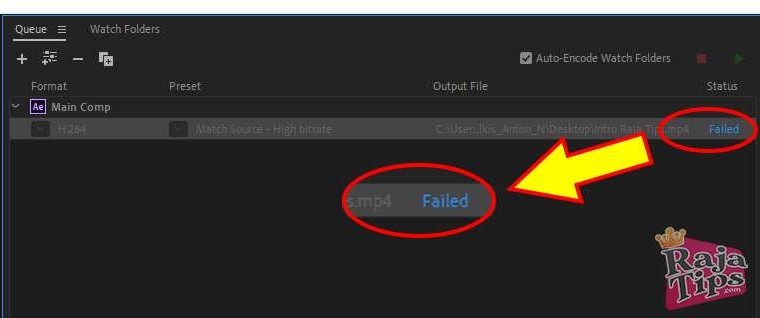 Adobe Media Encoder Failed Export Render