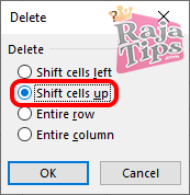 Shift Cells Up
