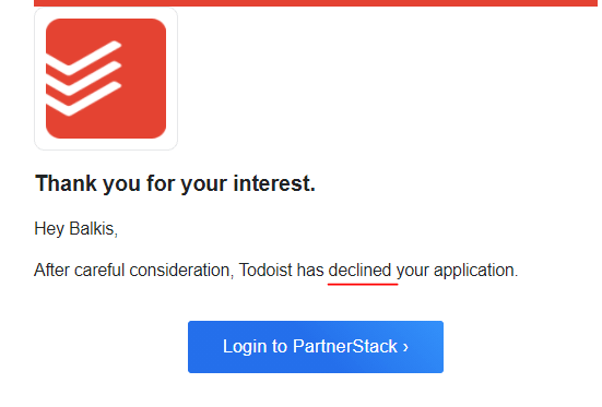 Rejected By Todoist