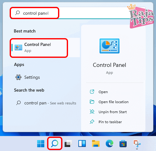 Open Control Panel Windows 11