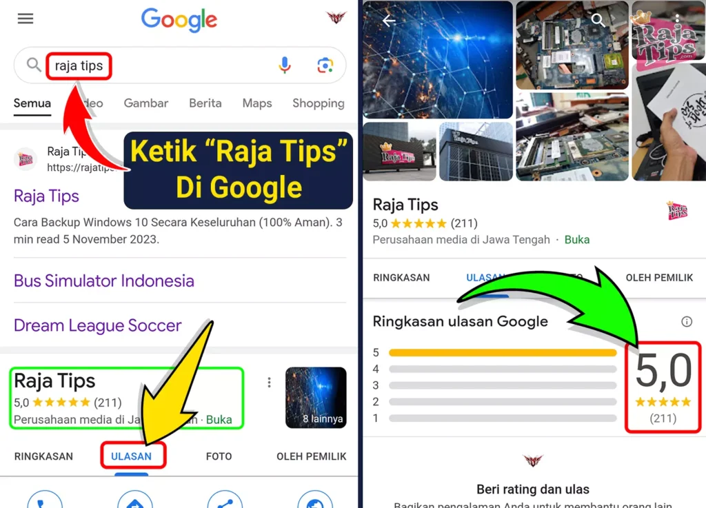 Raja Tips Google Business Rating