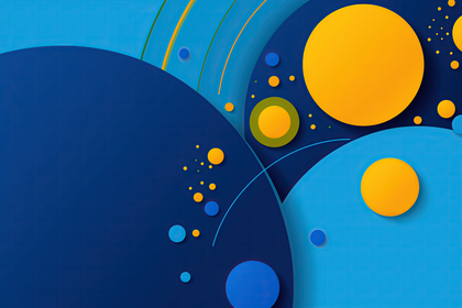 Abstract Art And Modern Design With Blue And Yellow Circle Patterns