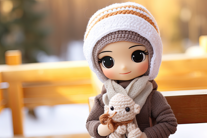 Adorable Animated Doll In Cozy Winter Fashion