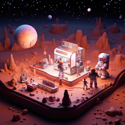 Astronauts Conducting Research On A Futuristic Mars Base With Advanced Technology