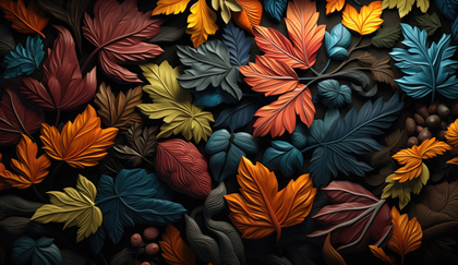 Autumn Leaves Rich Texture Nature Art Vibrant Botanical Design