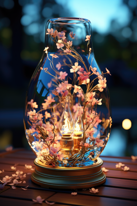 Capture The Radiant Beauty Of A Floral Illumination In This Enchanting Glass Lantern