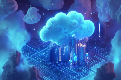 Cloud Computing Dreamscape Above Digital City