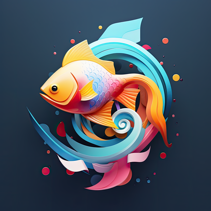 Colorful Artistic Fish Digital Illustration Vibrant Marine Artwork