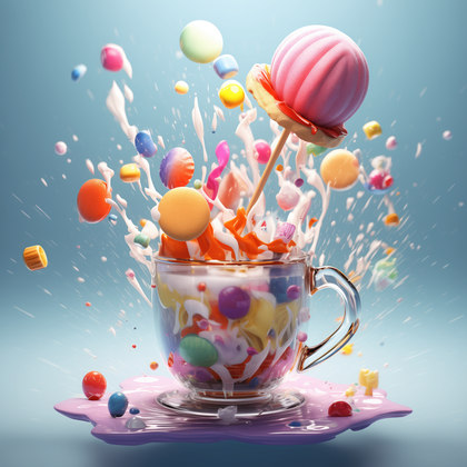 Colorful Candy Explosion Artful Confectionery Delight