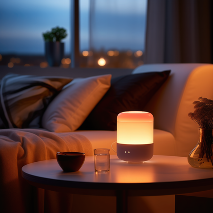 Cozy Evening Ambience With Modern Table Lamp And Warm Lighting