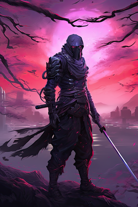 Cyberpunk Samurai Warrior In A Dystopian Neon Cityscape
