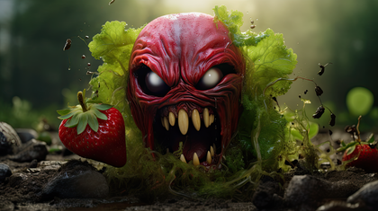 Emergence Of The Red Monster A Frightening Fantasy Amidst Lush Greens