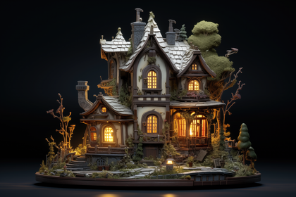 Enchanted Victorian Miniature House With Illuminated Windows And Artisan Craftsmanship