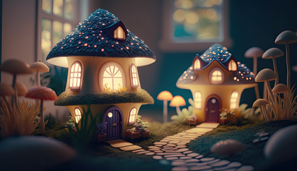 Enchanting Miniature Mushroom Houses Illuminate Cozy Fantasy Gardens
