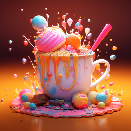 Explosion Of Sweet Delights In Colorful Dessert Mug