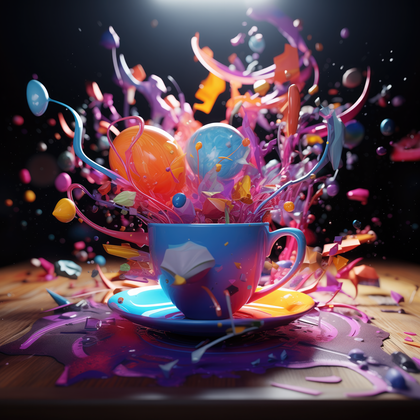 Explosive Tea Party Balloon Splash Art