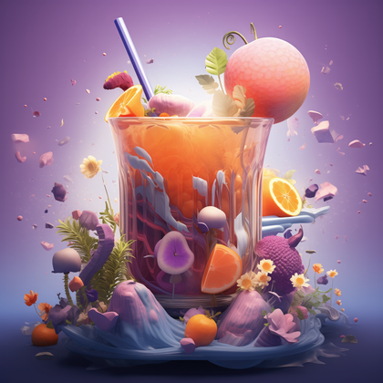 Fantasy Juice Vibrant Orange Artistic Beverage Purple Creative Dream