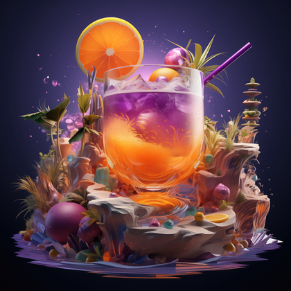 Fantasy Sunset Drink Serene Purple Creative Digital Beverage Art