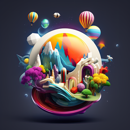 Fantasy World Digital Painting Vibrant Imaginative Landscape Illustration