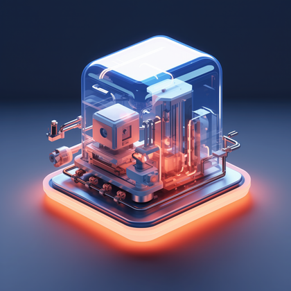 Futuristic Circuit Microchip In Blue Glowing 3d Illustration