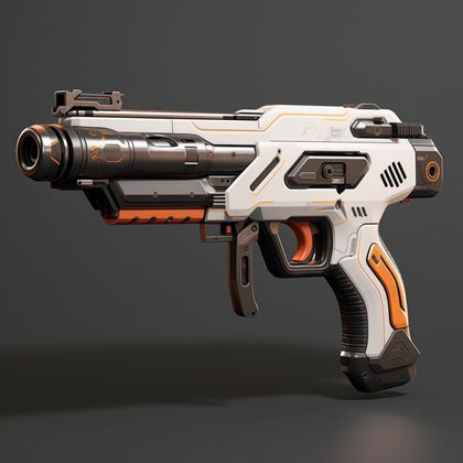 Futuristic White And Orange Sci Fi Blaster