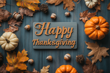 Gorgeous Thanksgiving Setup With Pumpkins And Fall Leaves