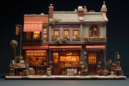 Handcrafted Miniature Bakery Diorama Showcases Warm Culinary Street Scene