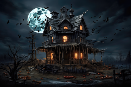 Haunted House Full Moon Halloween Spooky Photography