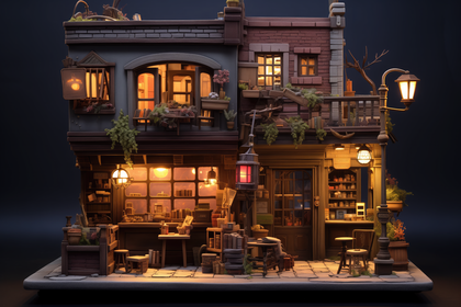 Intricate Miniature Bookstore Model Captures Cozy Vintage Shop Ambience