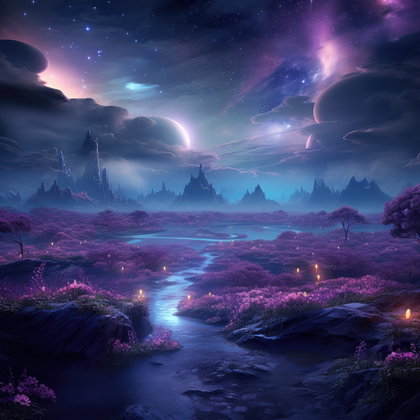 Journey Through The Enchanted Twilight Realm In A Dreamlike Fantasy Landscape