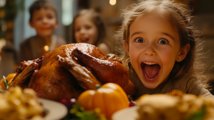 Joyful Thanksgiving Celebration Captured In A Child's Glee