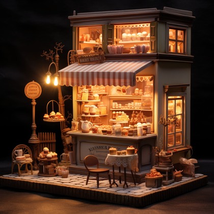 Miniature Cozy Bakery Set For Artisanal Diorama Collectors