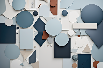 Modern Abstract Geometric Art In Blue And Pastel Tones