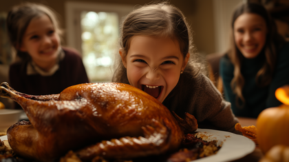 Playful Thanksgiving Feast Brings Delight And Laughter To The Family Table