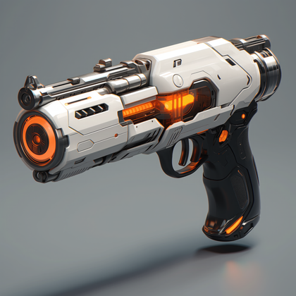 Sci Fi Energy Handgun With Orange Glow