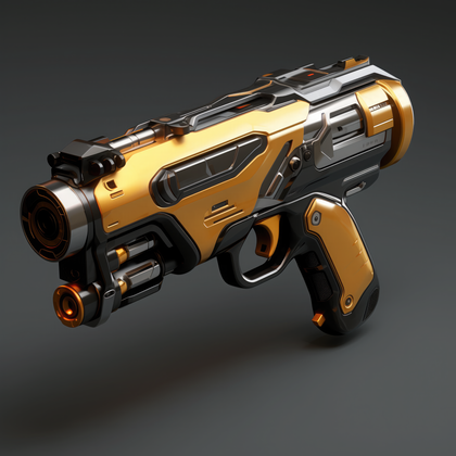 Sleek Gold Accentuated Sci Fi Weapon Energy Blaster 3d Render