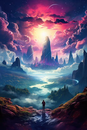 Twilight Realm Journey Majestic Peaks And Cosmic Beauty Unveiled