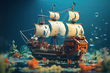 Underwater Vintage Sailing Ship Model Adventure