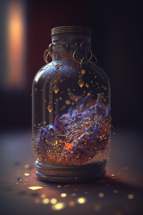 Unveil The Enchantment A Mystical Fire Leaf Captured In A Glass Jar