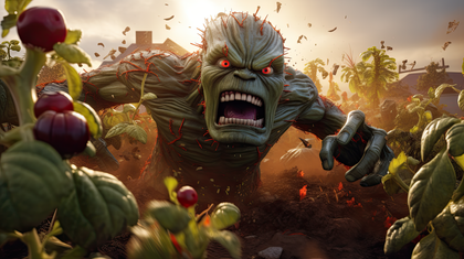 Vegetable Garden Terror Green Monster's Rampage At Sunset