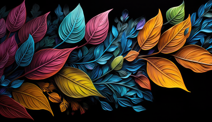 Vibrant Colorful Leaves Abstract Design Hd Artwork